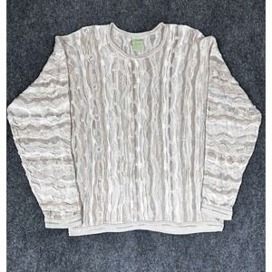 Vintage COOGI Australia 3D Textured Knit Sweater Men XL Multicolor Crewneck Silk